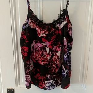 Apt. 9 Black/Floral Lace Trim Cami